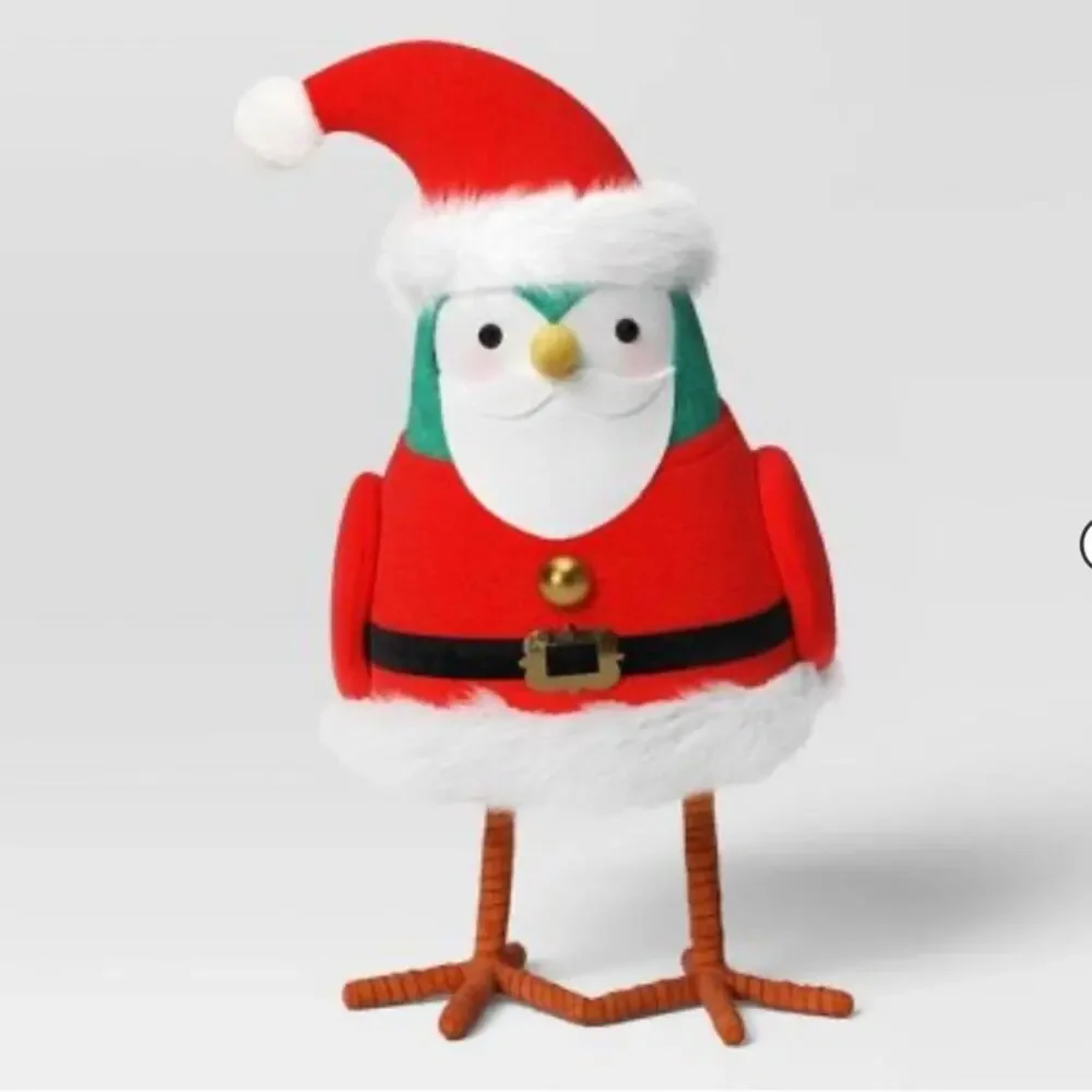 Target Featherly Friends Fabric Bird Figurine Dressed as Santa Claus Wondershop